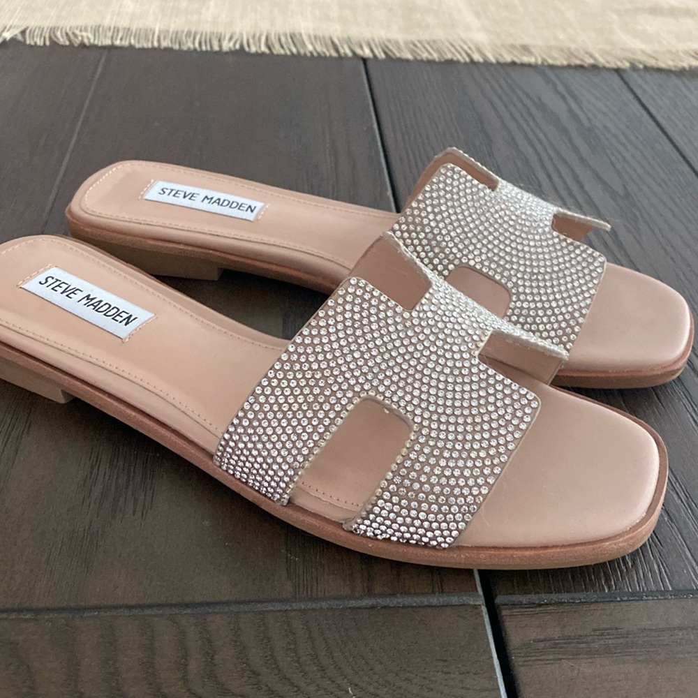 Steve Madden Hadyn Sandal in Nude/Rhinestone